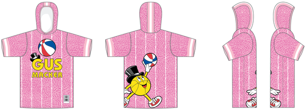Hooded Short Sleeve Shirt / Pink/Koman Pink/White / YS