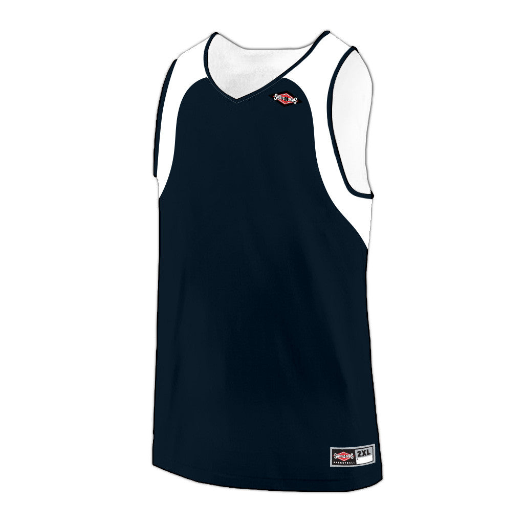 Shirts & Skins Basketball Hybrid 2 Reversible Jersey RJ019 / Navy/White / 2XL